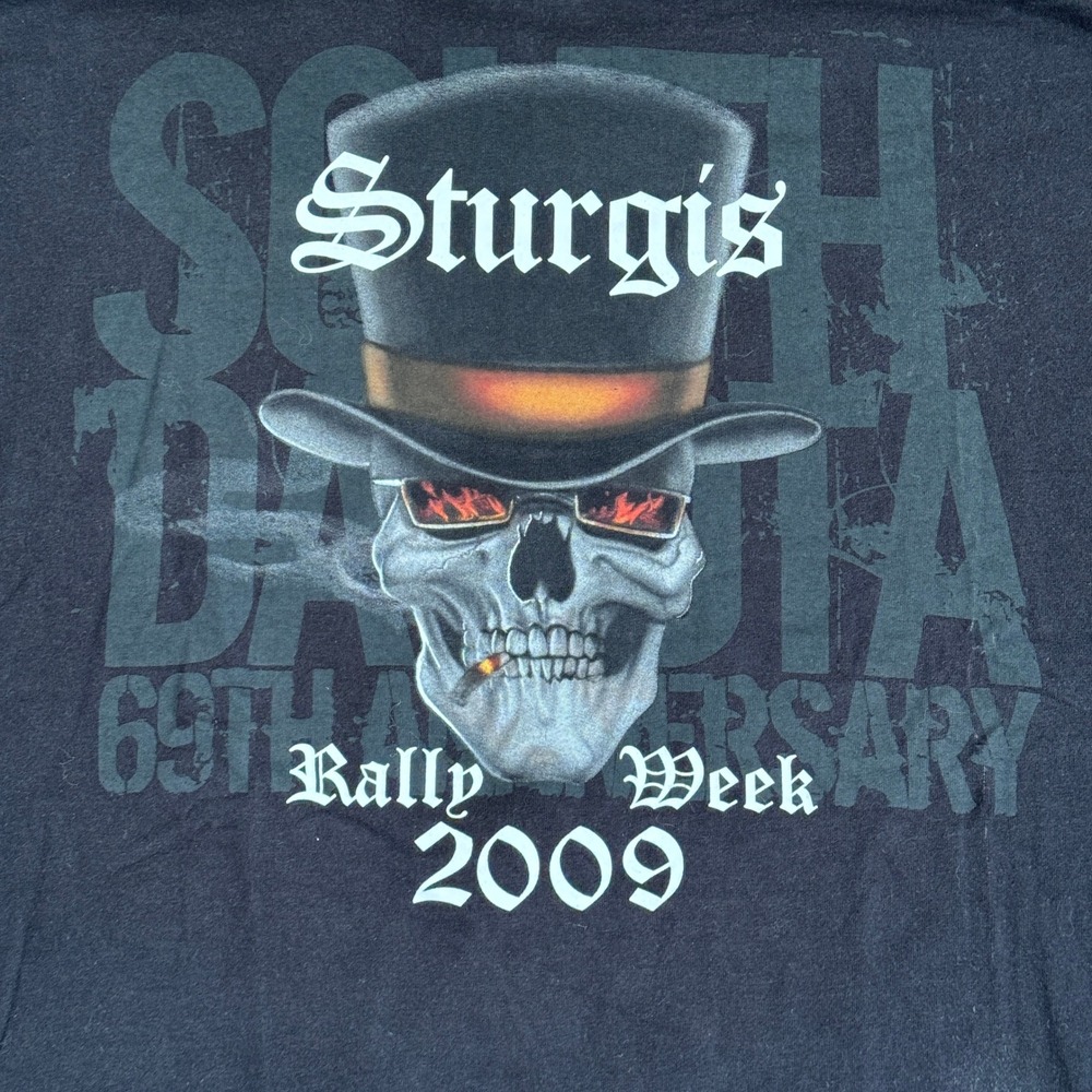 Delta Sturgis Rally Week 2009 T-Shirt Black XL Skull Top Hat 69th Anniversary - Picture 3 of 9